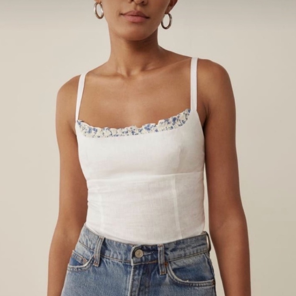 NWT Cari White Linen Top Reformation